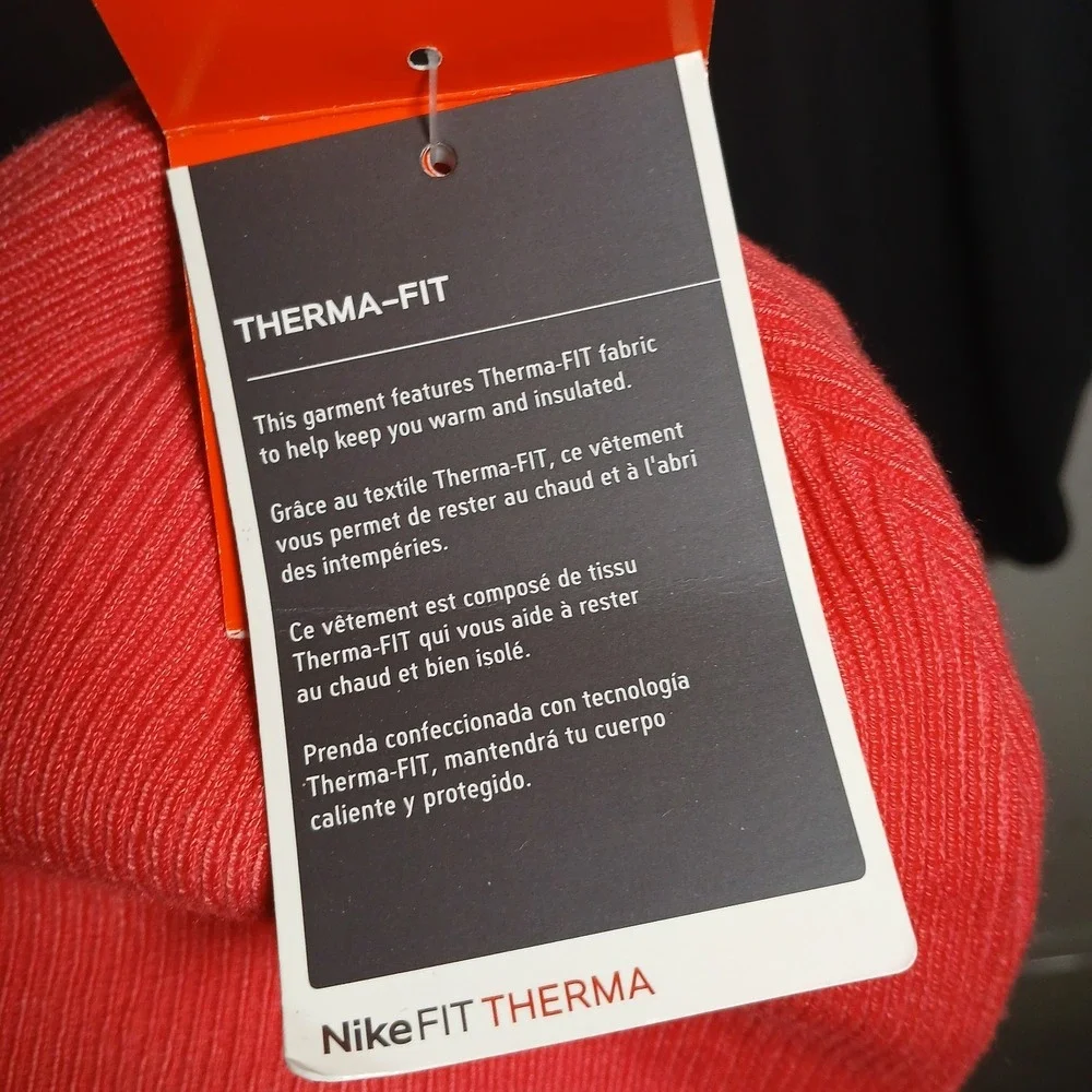 New - Nike Therma-Fit Beanie Girl's Youth Pink Silver Winter Hat‎ Running Cap